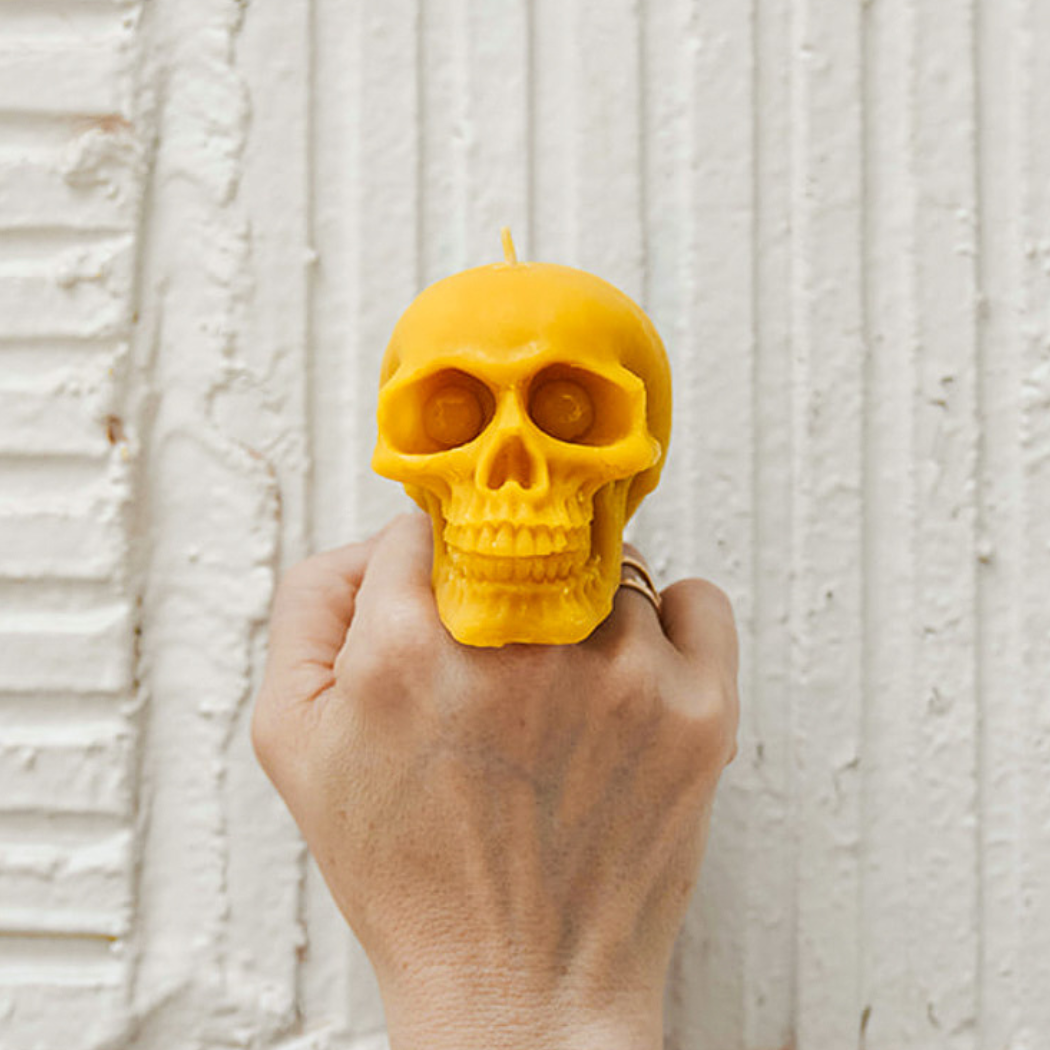 Beeswax Skull Candle