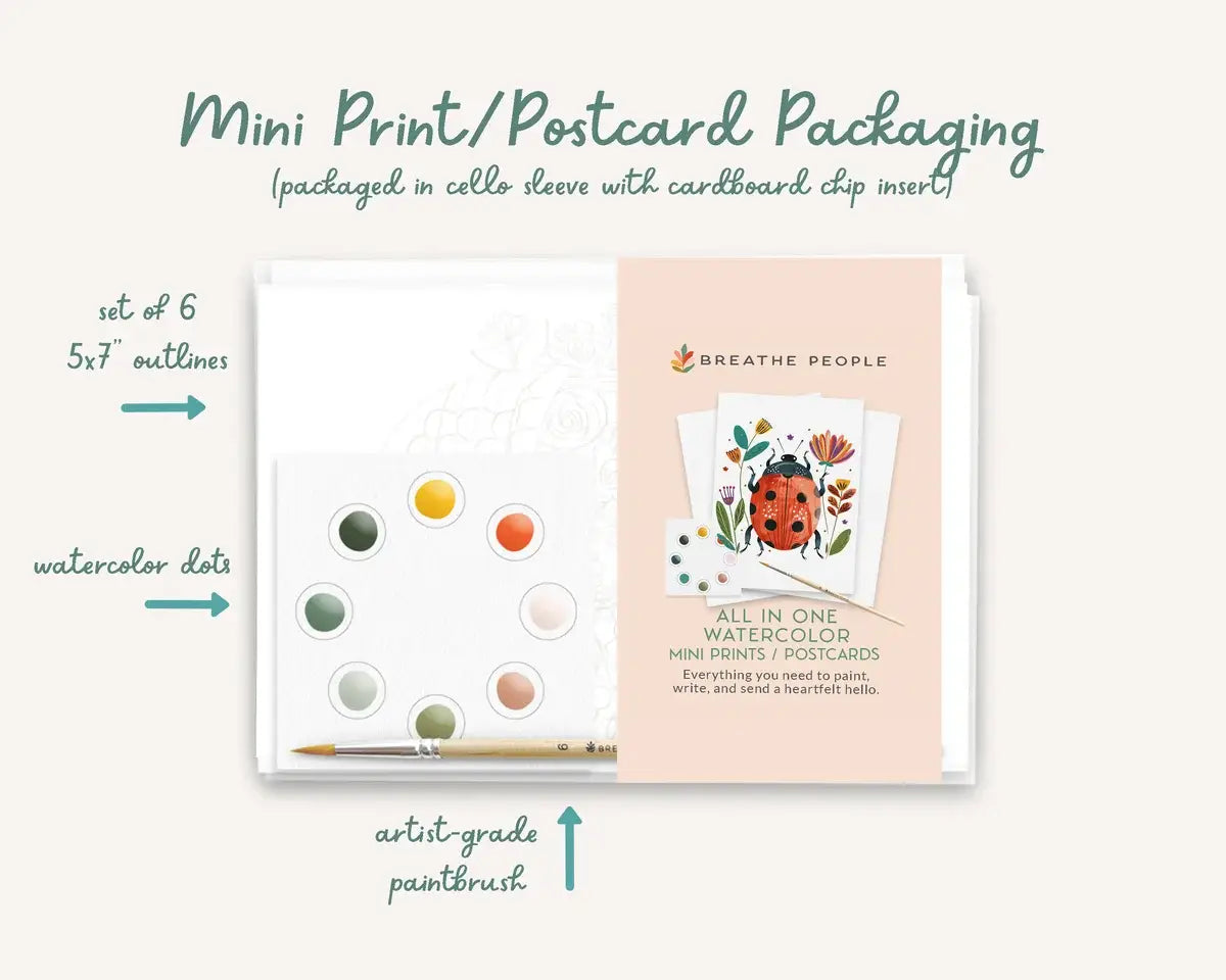 Watercolor Paint Set Postcards