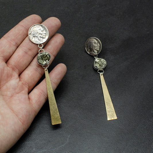 Pyrite Buffalo Drop Earrings
