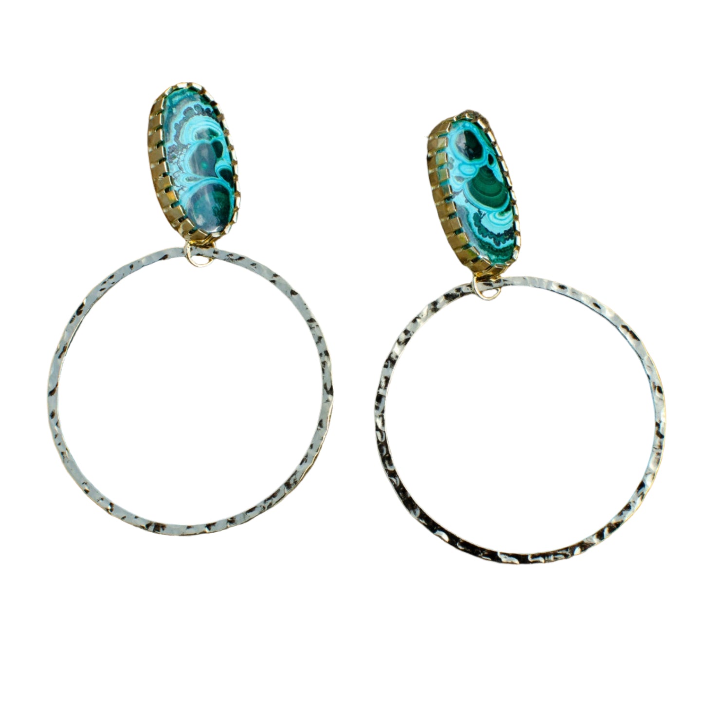 Golden Hammered Chryscolla Hoops