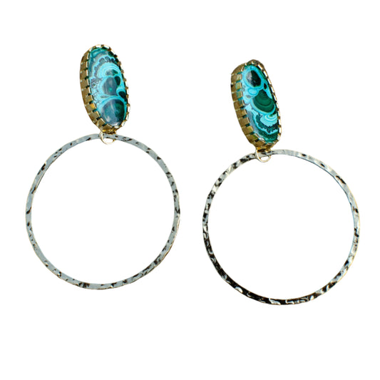 Golden Hammered Chryscolla Hoops