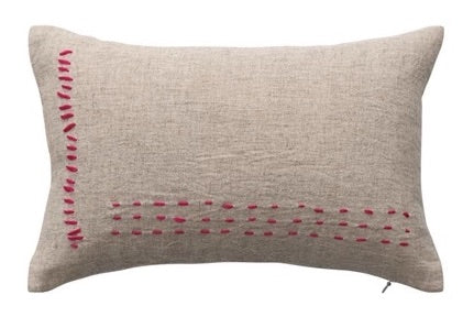 Embroidered Linen Lumbar
