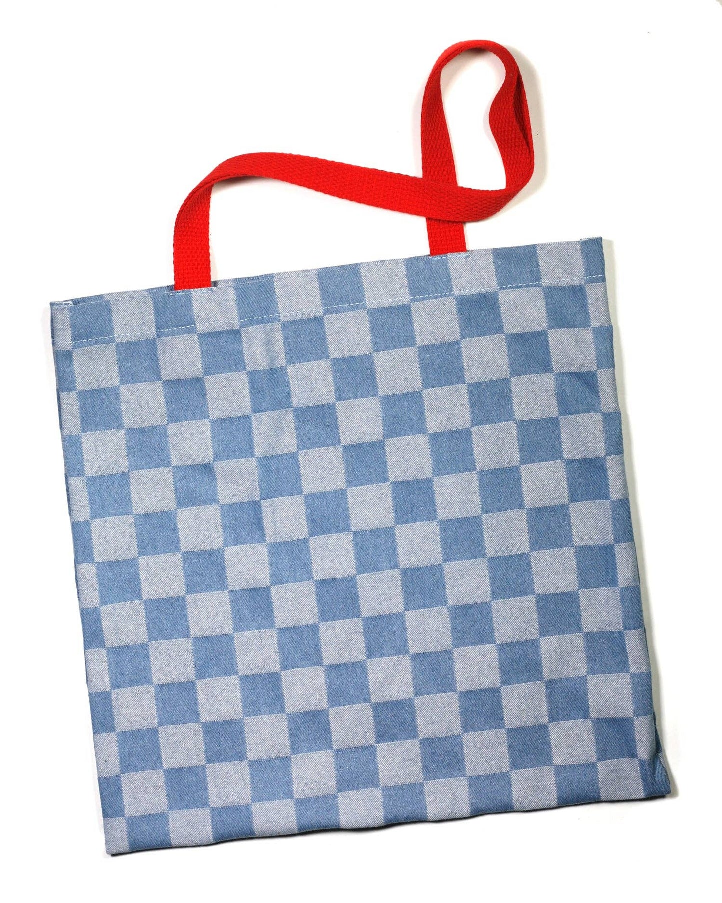 Denim Checkerboard Tote