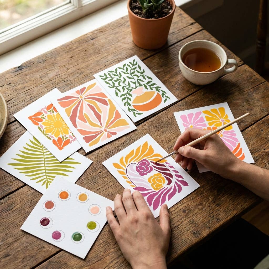 Watercolor Paint Set Postcards