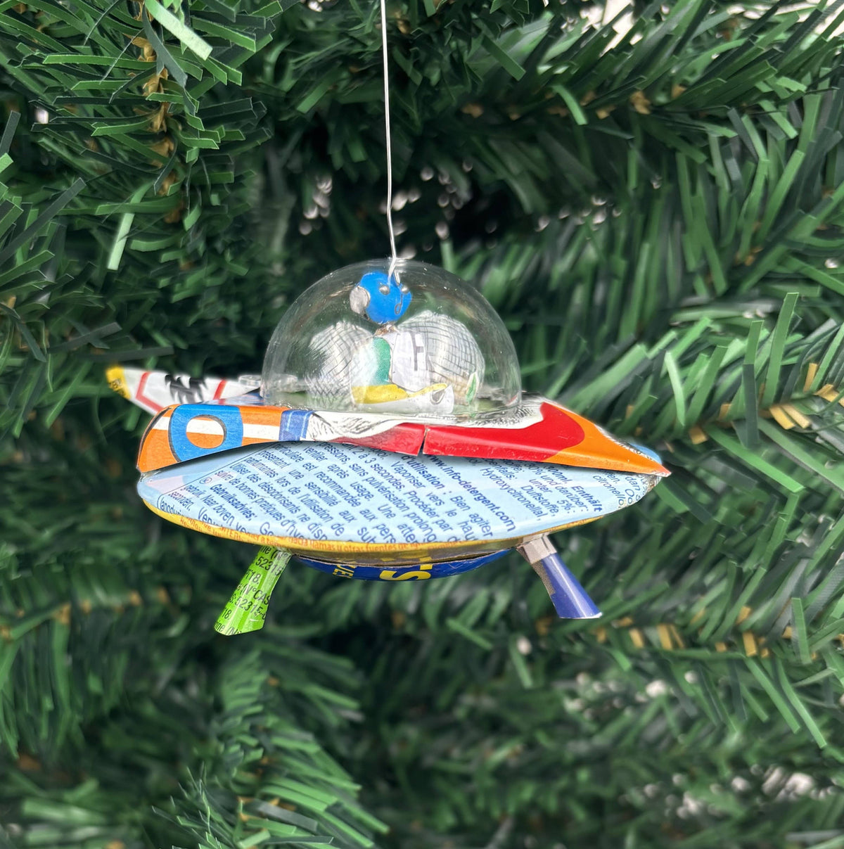 Tin Can Flying Saucer Ornament