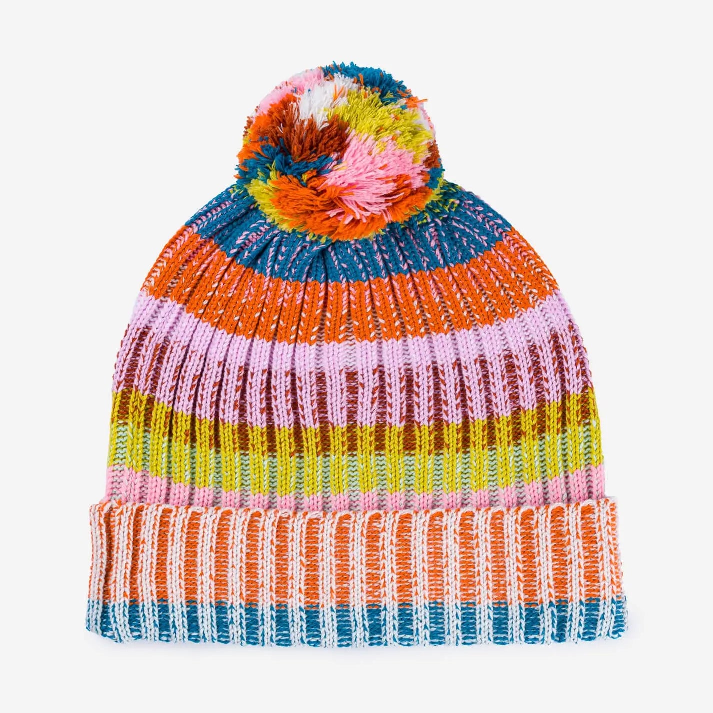 Mosaic Stripe Pom Beanie