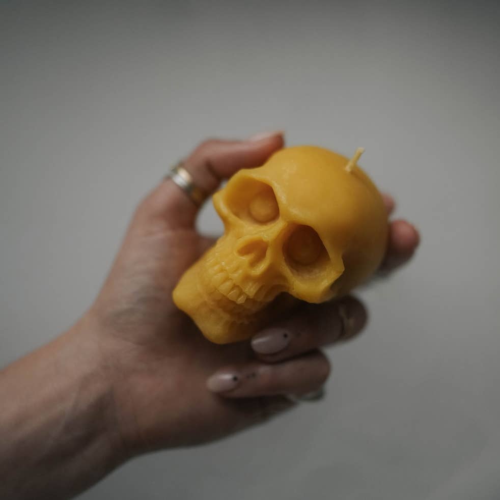 Beeswax Skull Candle