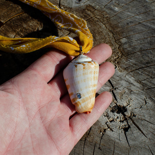 Orange Bandana Shell Sparkle Necklace