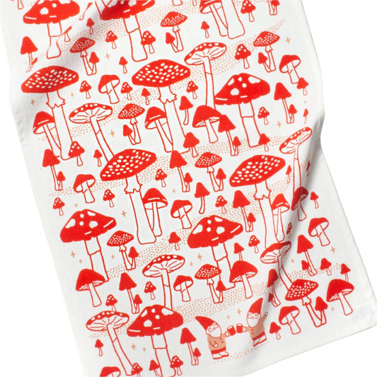 Gnome Mushroom Tea Towel