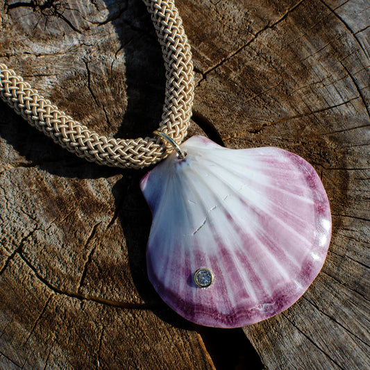 Purple Scallop Inlay Shell Necklace
