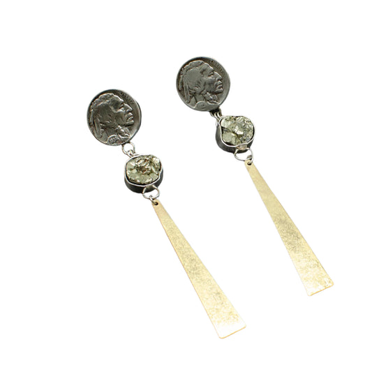 Pyrite Buffalo Drop Earrings