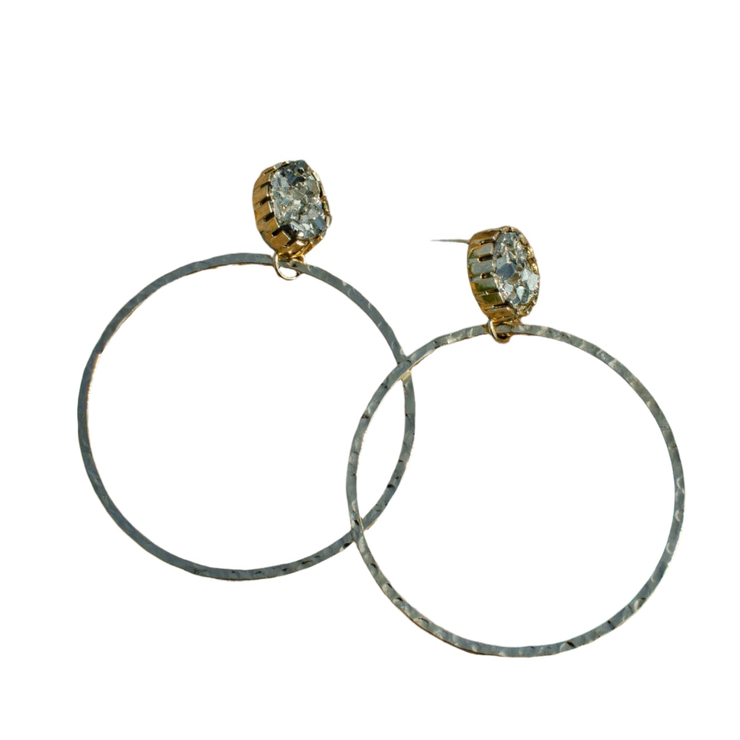Peruvian Pyrite Gold Hammered Hoops