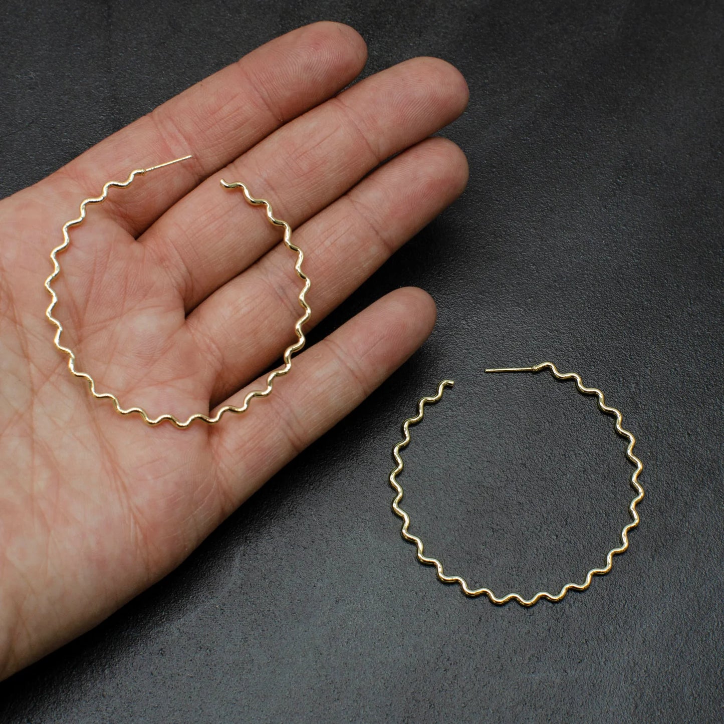 Gold Squiggle Hoops