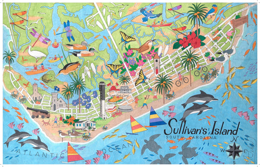 Sullivan's Island Map Print (Unframed)
